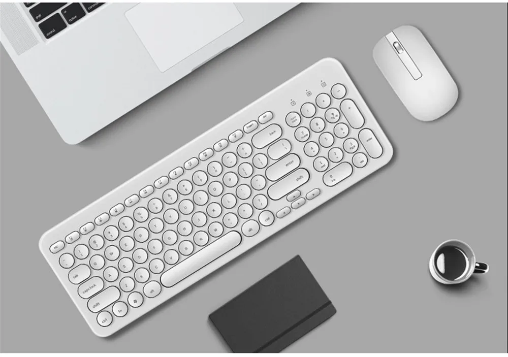 2,4G Беспроводная Бесшумная клавиатура и мышь Круглый Keycap клавиатура игровая мышь для Macbook lenovo Dell Asus hp ноутбук ПК компьютер