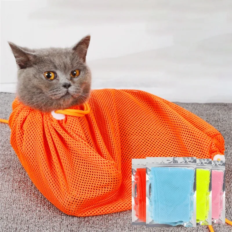 Регулируемые сумки для мытья кошек Сетчатая Сумка ухода за кошками купания