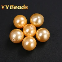 natural half drilled yellow seashell pearls beads round loose beads for jewelry making diy bracelets earrings 5pcspack 6 12mm