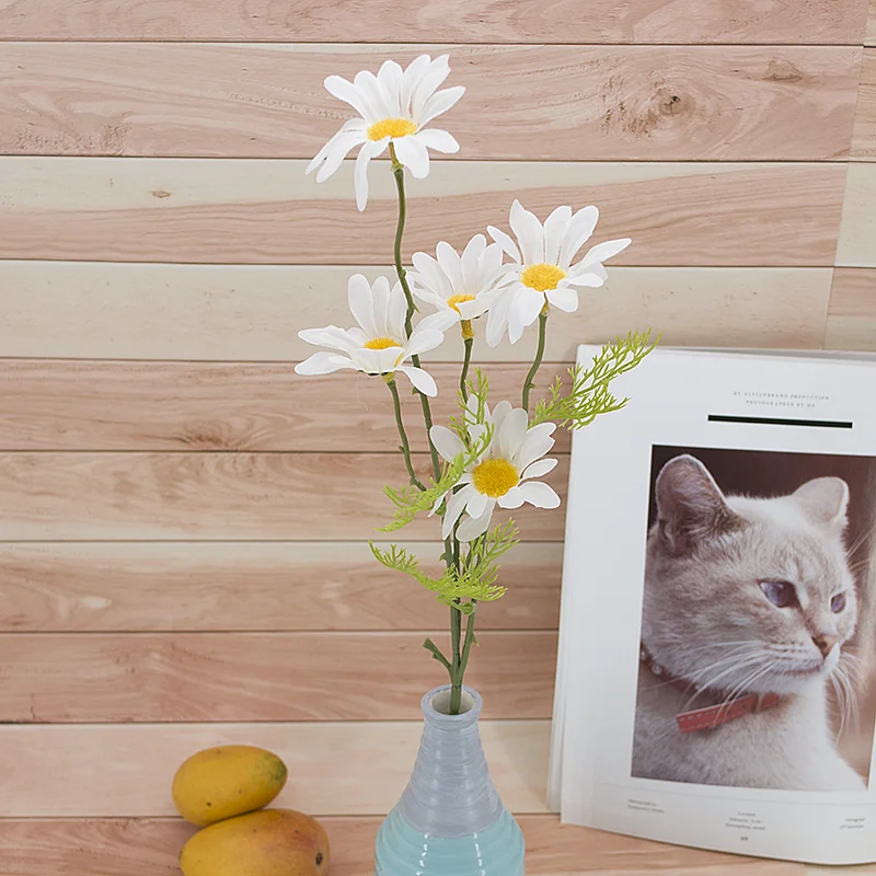 Flower 50cm Daisy Silk Artificial Bouquet 5 heads Fake Decorate for Home Wedding Luxury Decoration | Дом и сад