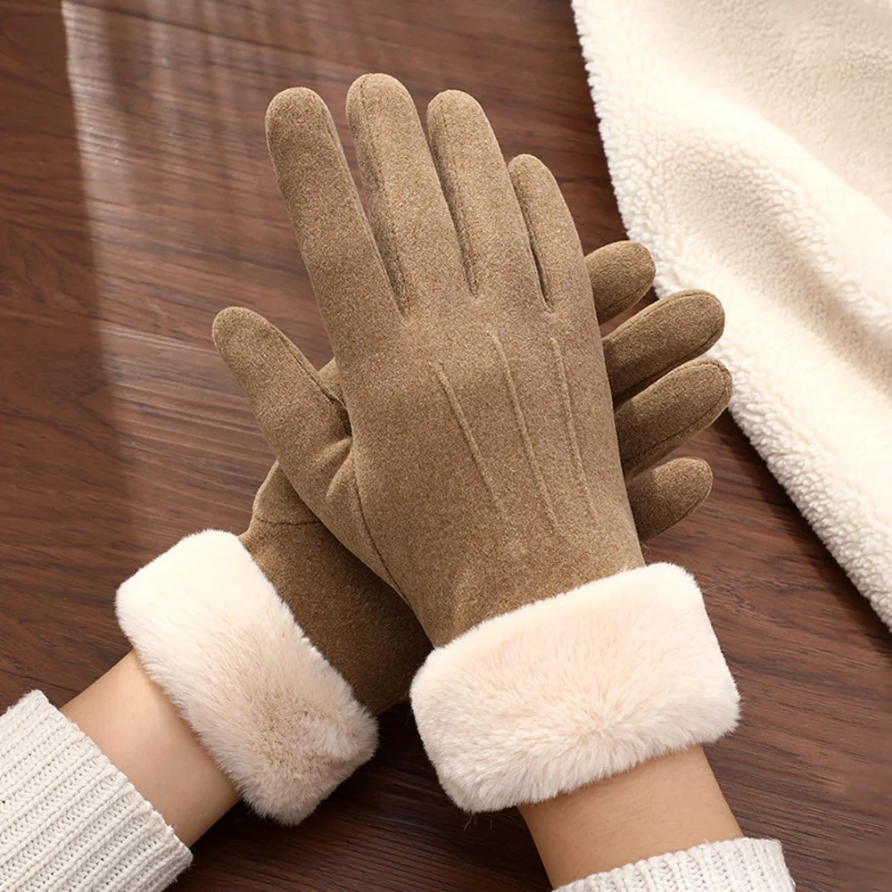 

1 Pair Winter Women New Fashion Gloves Autumn Cute Furry Warm Mitts Full Finger Mittens Outdoor Sport Female Gloves Screen
