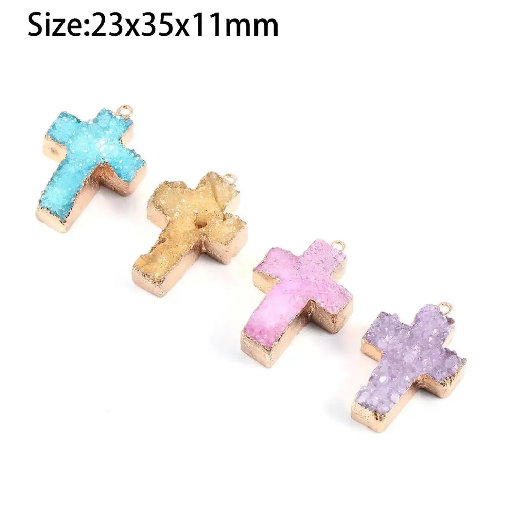 Модное ожерелье с подвеской LE SKY из натурального камня крестом золотистого агата