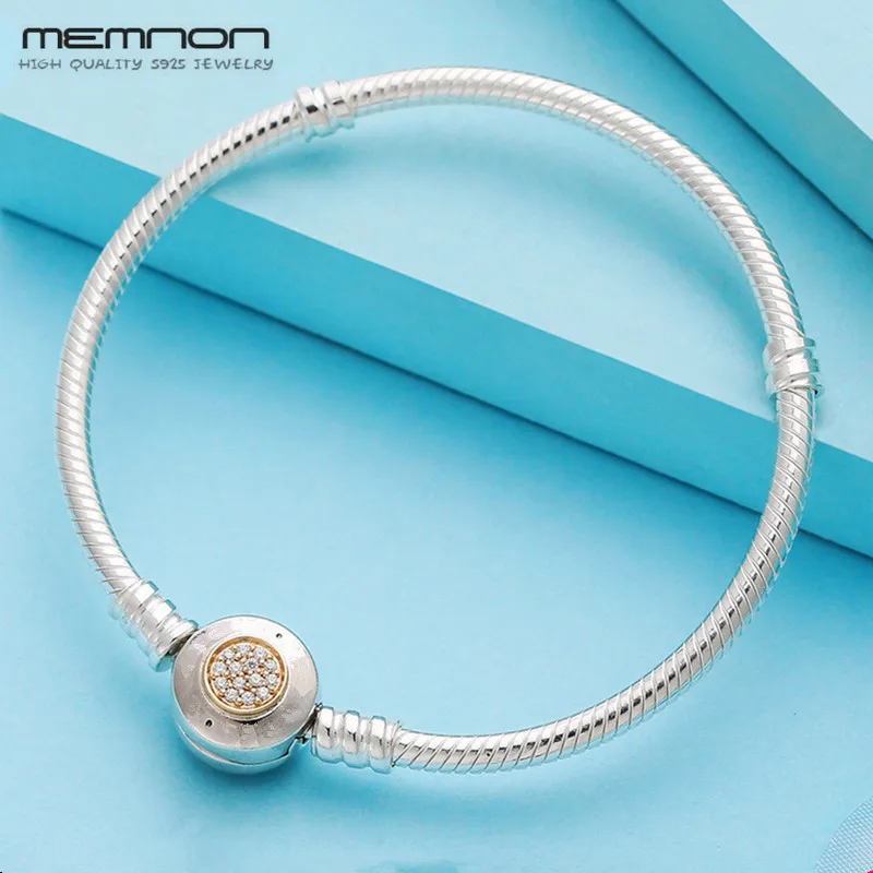 Memnon 925 пробы Серебряная двухцветная застежка с 14 каратным золотом змея браслеты
