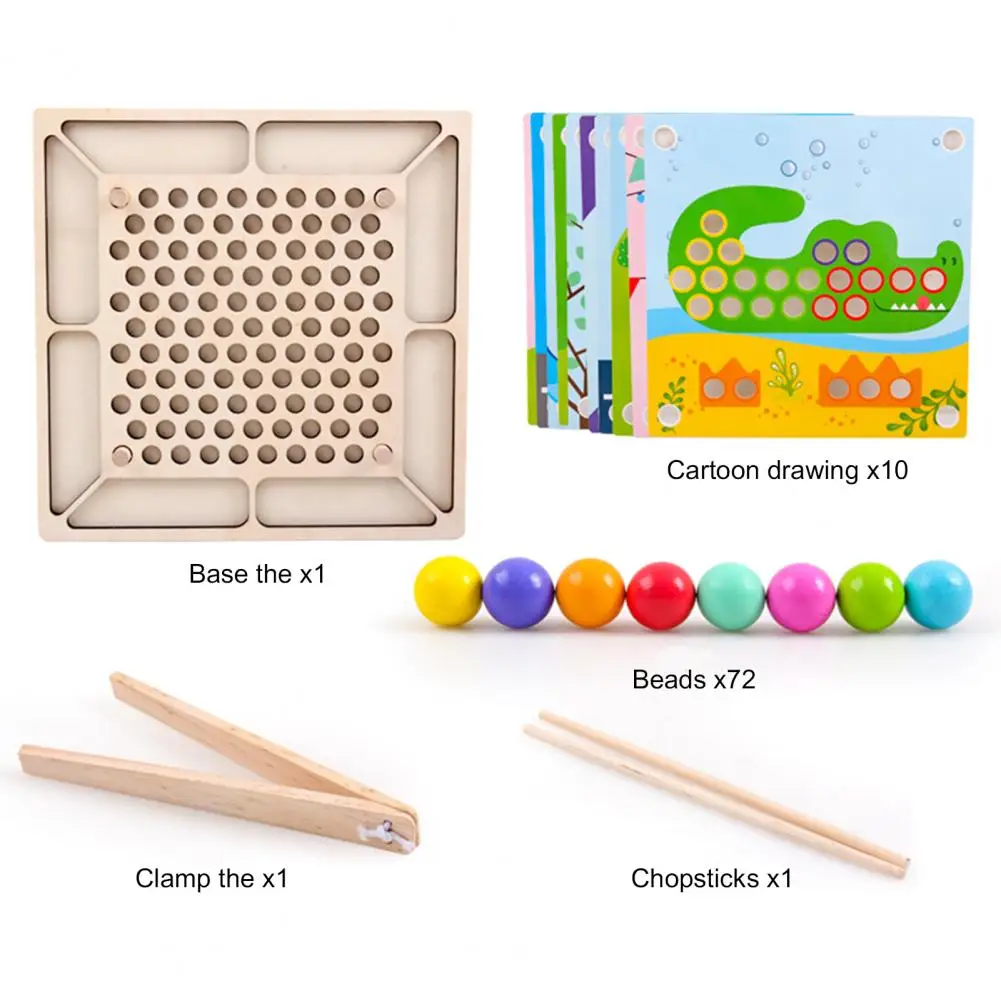 

Montessori Educational Toy Multifunctional Color Recognition Wooden Clip Beads Training Puzzle Game for Children