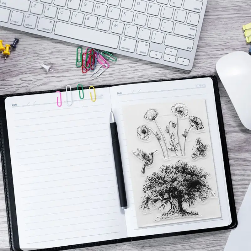 

DIY Wishing Tree Pattern Transparent Clear Seal Scrapbooking Photo Album Card Decorative Rubber Stamp Sheets