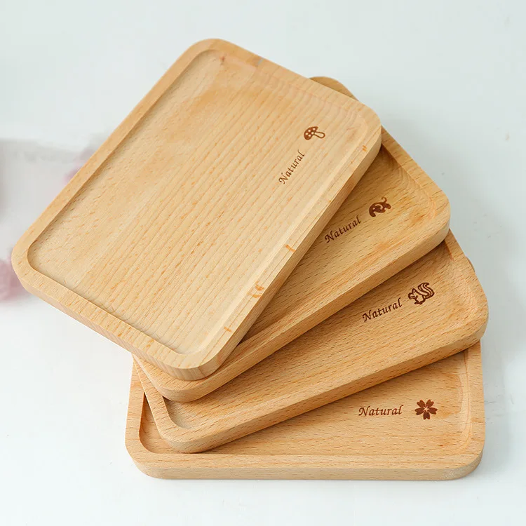 Простой деревянный поднос детская неразделенная тарелка прямоугольный для