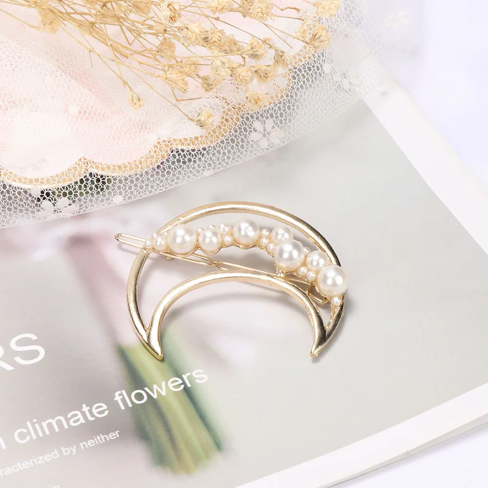 Модная Геометрическая булавка с имитацией жемчуга сплав простая Звезда Луна