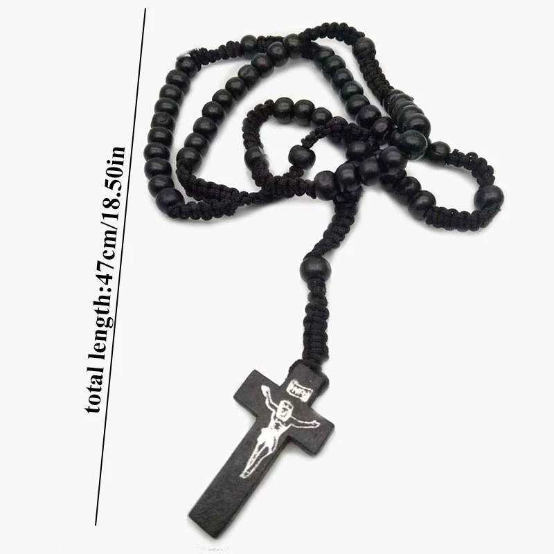 

Religious Wooden Antique Cross Rosary Pendant Necklaces Beads Catholic Jesus Christ Rosary Necklace Men Women Jewelry Gifts