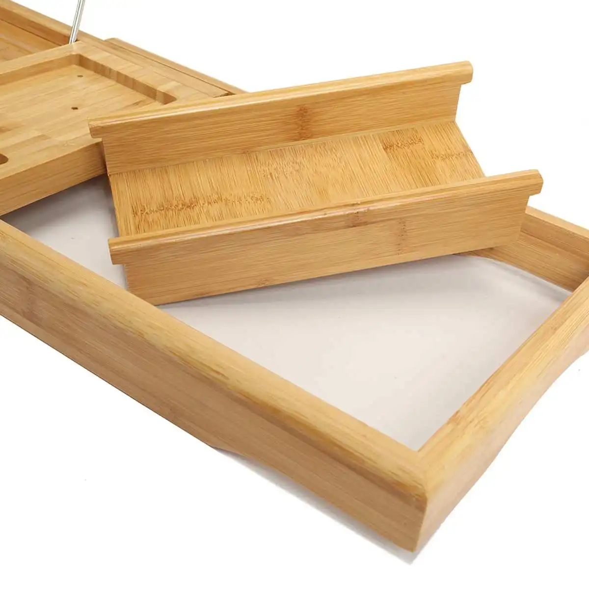 

74.5-109cm Extendable Bamboo Bath Caddy Tray Adjustable Home Spa Wooden Bathtub Tray Book Wine Tablet Holder Reading Rack