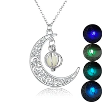 thj 2021 moon glowing necklace gem charm jewelry women pendant hollow luminous stone pendant necklace gifts