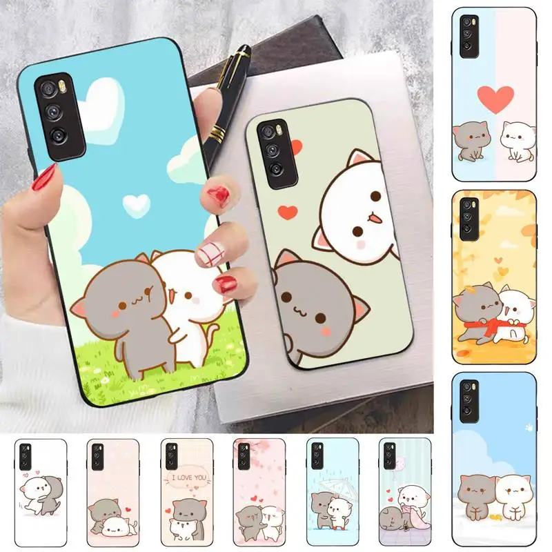 

TOPLBPCS Peach Cat Cartoon Phone Case for huawei nova 2 i plus 3i E 4 E 5i pro 6 SE 5g 7pro se