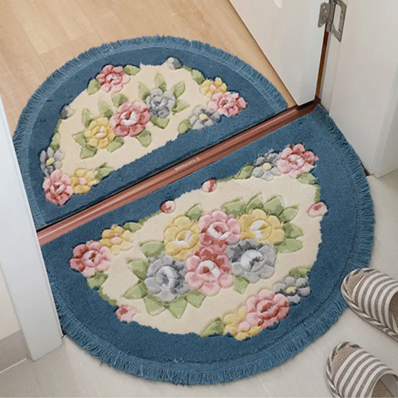 bathroom floor mats semi circular cut flower door mats bathroom doorways home toilets non slip absorbent foot mats porch carpets free global shipping