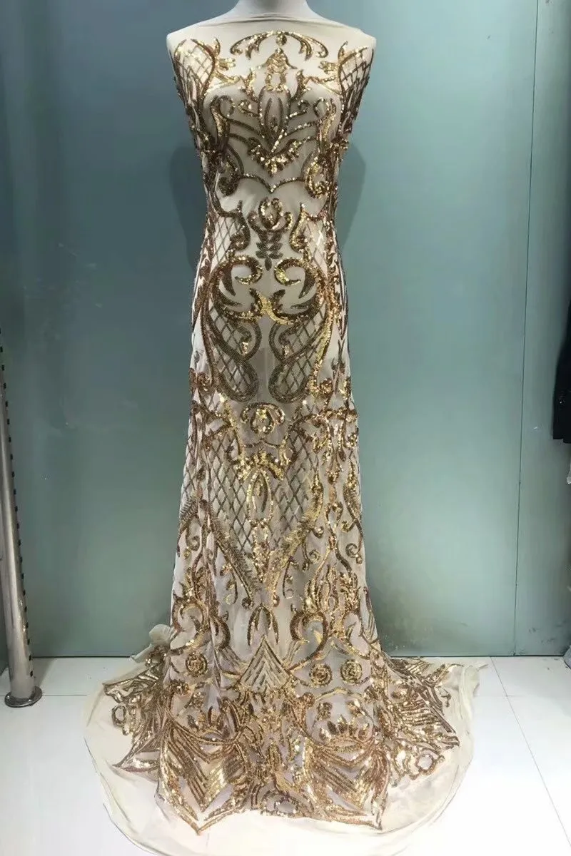 Блестящие Блестки кружевная сетчатая ткань свадебная африканская с блестками