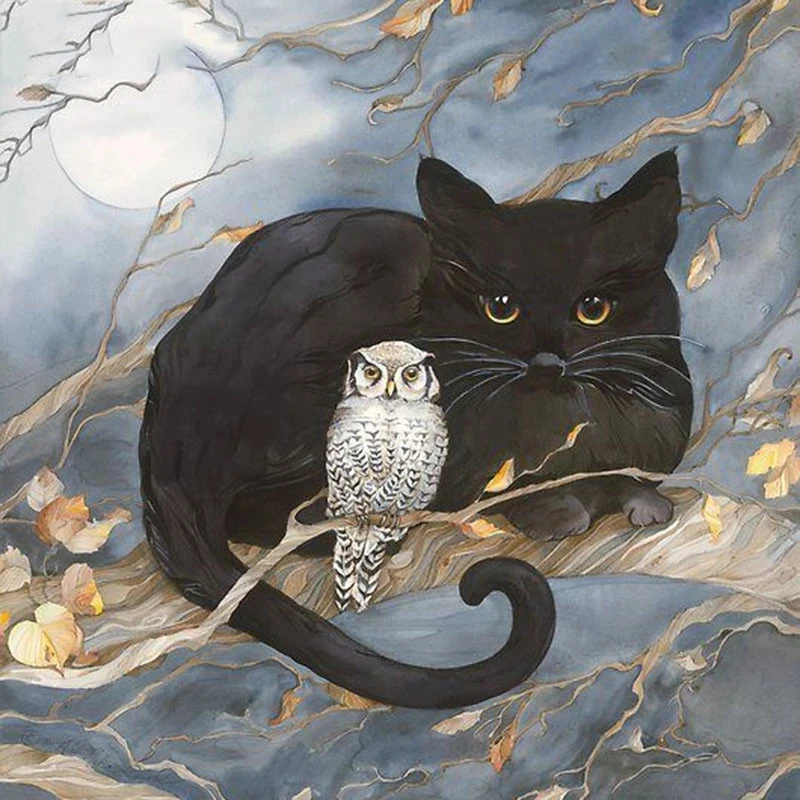 

ARMYQZ Full Square drill 5D DIY Diamond painting Cat and owl Diamond Embroidery Mosaic Cross Stitch Rhinestone decoration