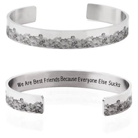new fashion white 10mm stainless steel opening lettering sea wave bracelet graduation gift friendship bracelet for women