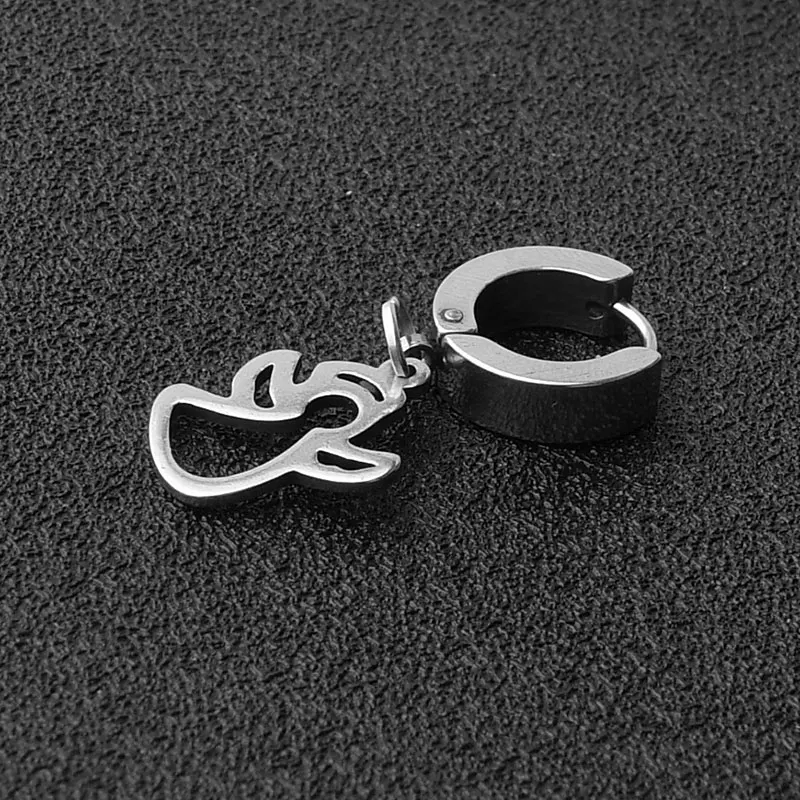 

XIAOBOACC One Piece Stainless Steel Earrings Korean Fashion Hiphop Hollow Angel Clip Earring Formen and Women Wholesale
