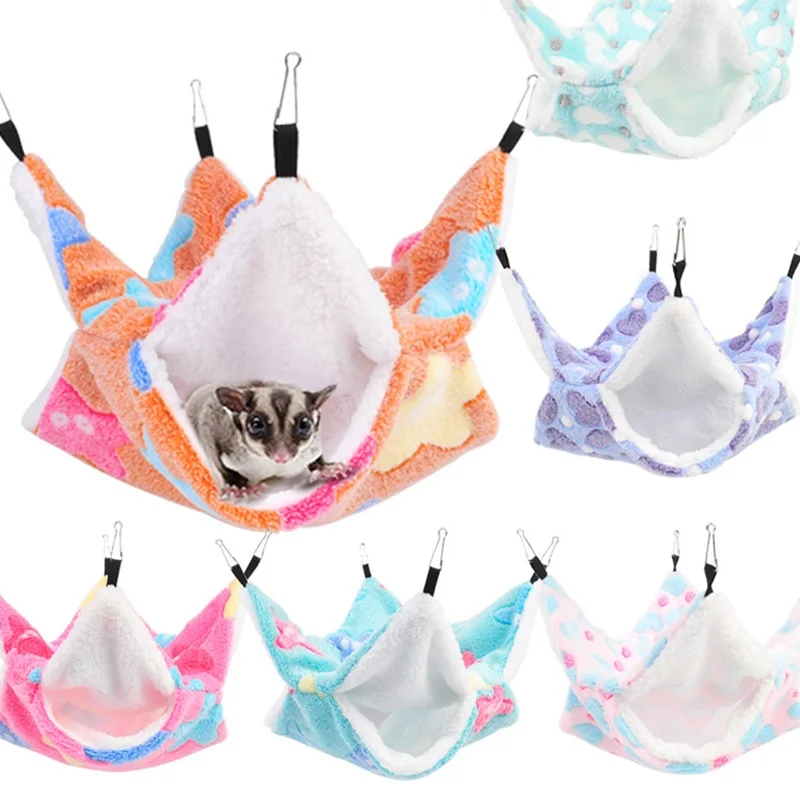 

1 Pcs Hamster Double Layer Warm Hammock Squirrel Sleeping Bag Coral Velvet Cotton Nest Sleeping Supplies For Small Pets