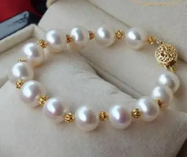 

BEAUTIFUL 7.5"-8" AAA+ 10-11MM SOUTH SEA GENUINE WHITE PEARL BRACELET