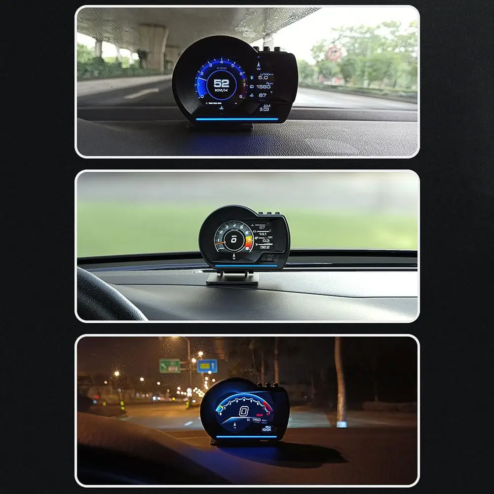 OBD+GPS Dual System Head-up Display Car Rotatable HUD With Alarm Atmosphere Light 100KPA/PSI Gps Speedometer Speed Projector | Автомобили