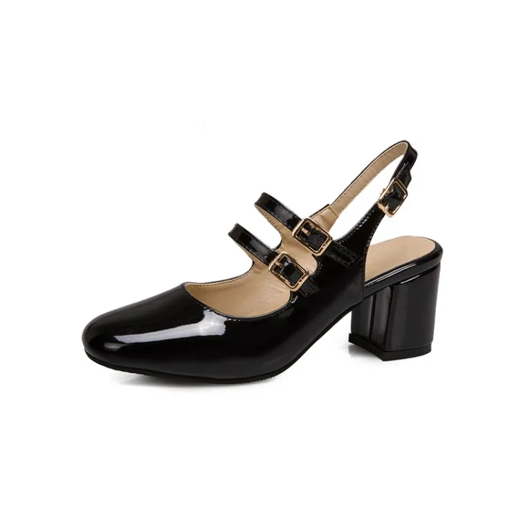 Босоножки на высоком каблуке для женщин размера плюс 32-52 квадратный каблук