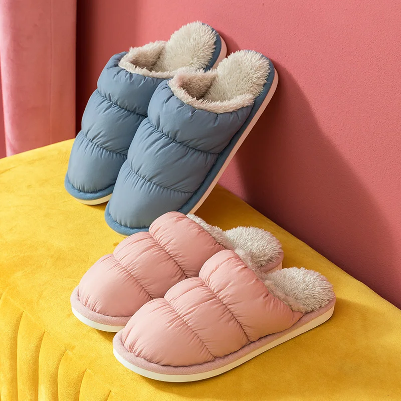 

Winter Slippers Women 2021 New Korean Style Design Shoes Female Warm Plush Soft Flat Couples Home Indoor Man Cozy Slides