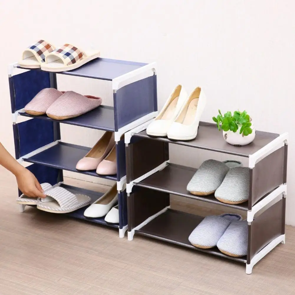 Модная 3 слойная полка для обуви дома гостиной спальни из нержавеющей стали шкаф