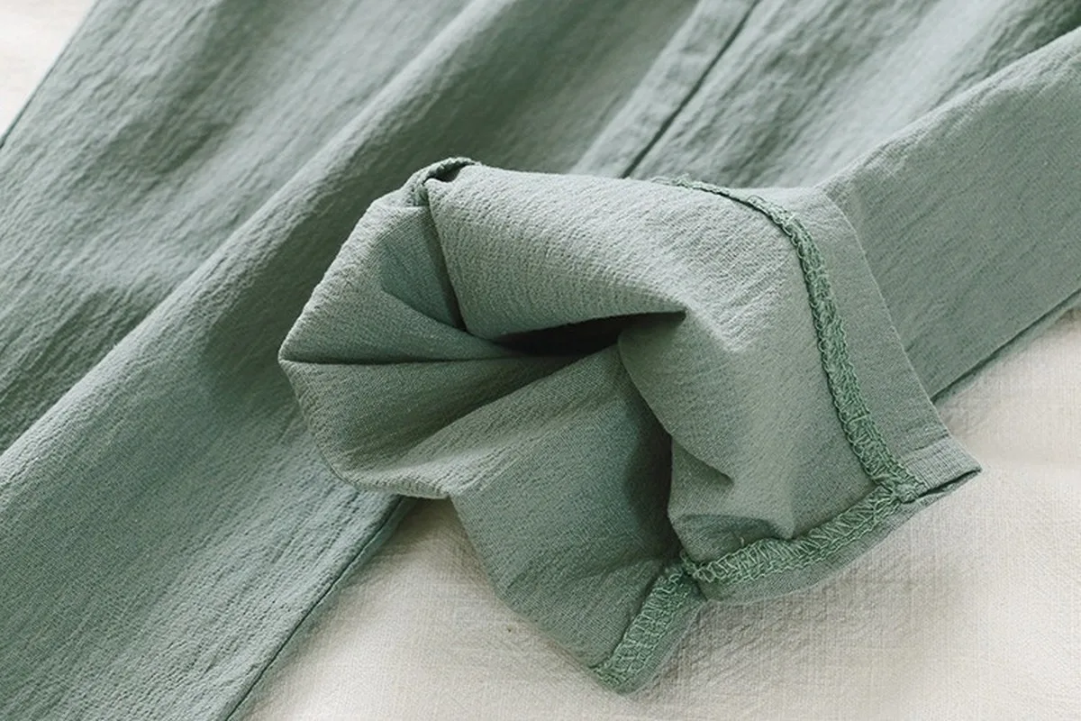 

Plus Size Women's Cotton&Linen Elastic Waist Green Black Pants Casual Slim Spring Summer Solid Simple Ankle Pants