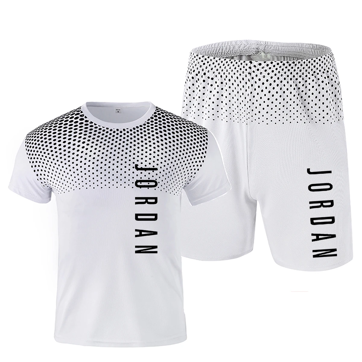 

2021 summer new men's T-shirt set 2-piece men's basketball uniform sports fitness fashion printing short sleeve + men's suit
