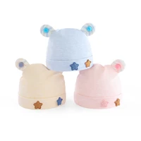 cotton soft kids hat bear ears cap for children cute candy colors star toddler bonnet cartoon skullies beanies 0 6 month 2021