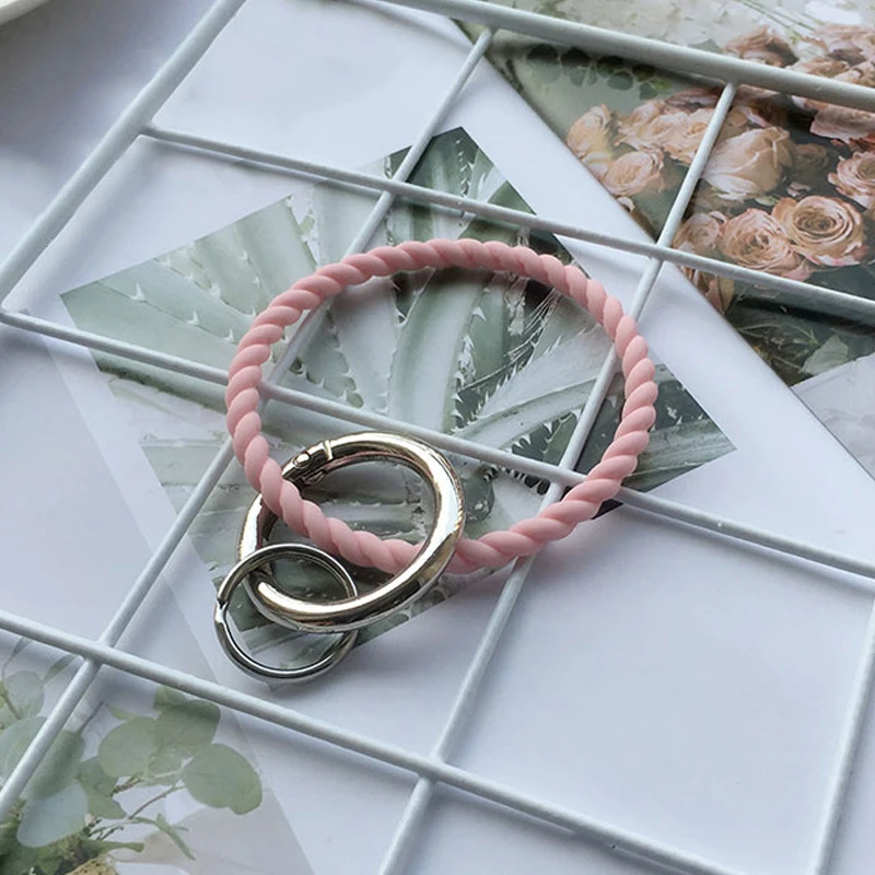 

Twist Silicone Wristlet Keychain For Women O Type Bracelet Keyring Silica Wrist Circle Key Holder Female Gift Jewelry Ornaments