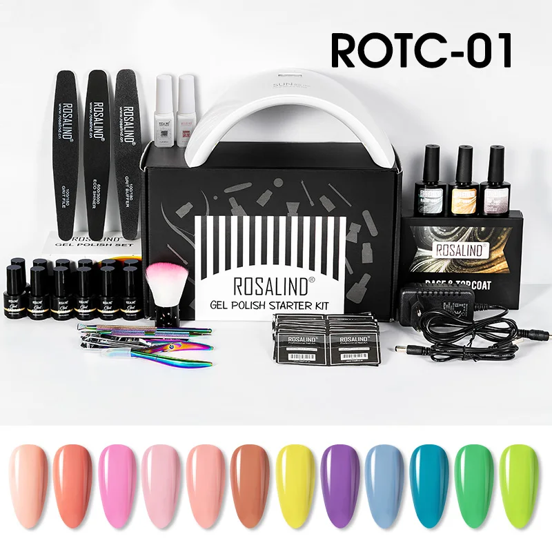 

ROSALIND Manicure Set Gel Nail Polish Set With UV LED Lamp Dryer Good Pack Vernis Semi Permanent Nails Art Professional Tool Kit