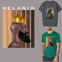 black men patch for t shirt king melanin heat transfer sticker on t shirt urban hipster menthermal sticker on clothes patches