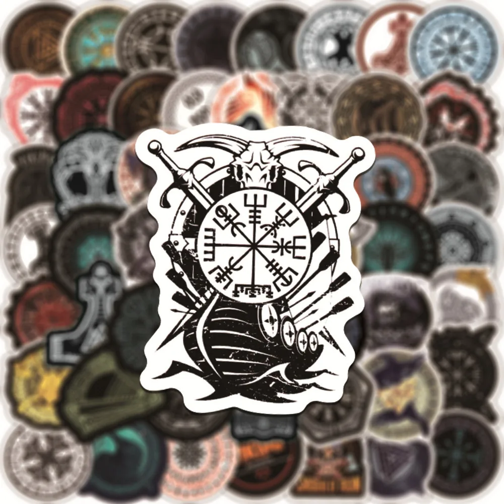 Juego de pegatinas con el s&iacute;mbolo del t&oacute;tem misterioso para patinete, juguetes de pegatinas con dise&ntilde;o de piratas vikingos, runas, para maleta para port&aacute;til, 10/50/100 Uds.-1