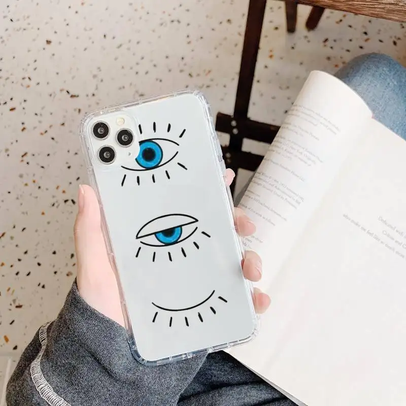 

Evil eye blue pattern Luxury Phone Case Transparent for iPhone 11 12 mini pro XS MAX 8 7 6 6S Plus X 5S SE 2020 XR