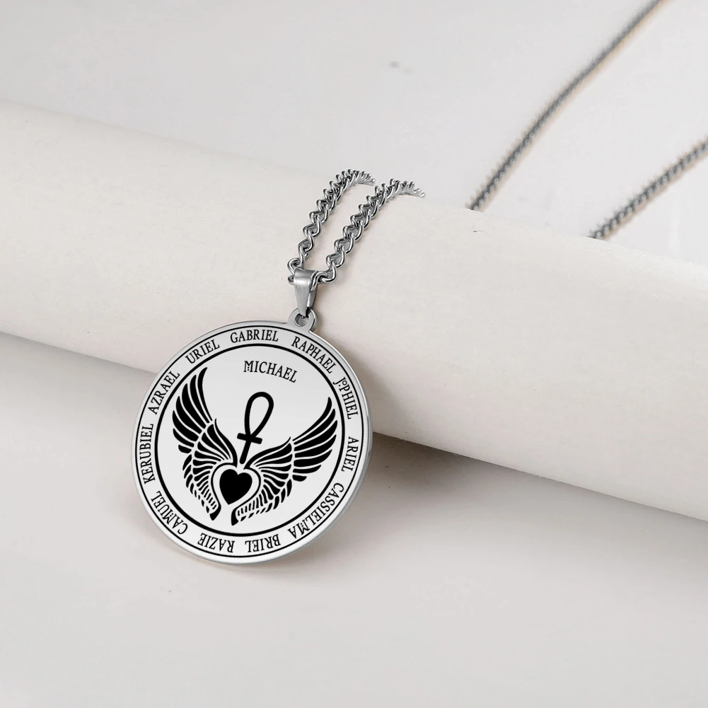 Мужское ожерелье Dawapara Saint Michael Archangel Coptic Cross из нержавеющей стали колье с
