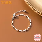 Trustdave Настоящее серебро 925 пробы модное минималистичное кольцо с бусинами и цепочкой для женщин Свадебная вечеринка Изящные S925 ювелирные изделия DA2031