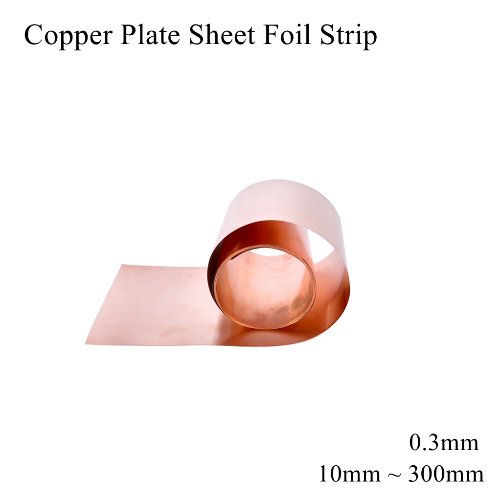 

Thickness 0.3mm x Width 10mm 50mm 100mm 200mm 300mm 99.9% Pure Copper Cu Metal Plate Sheet Foil Strip Band Belt Tape Strap 0.01