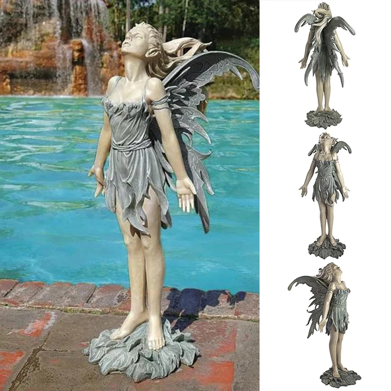

Angel Statue Hand Painted Fairy Resin Crafts Outdoor Landscape Decoration for Garden Courtyard Lawn JDH88