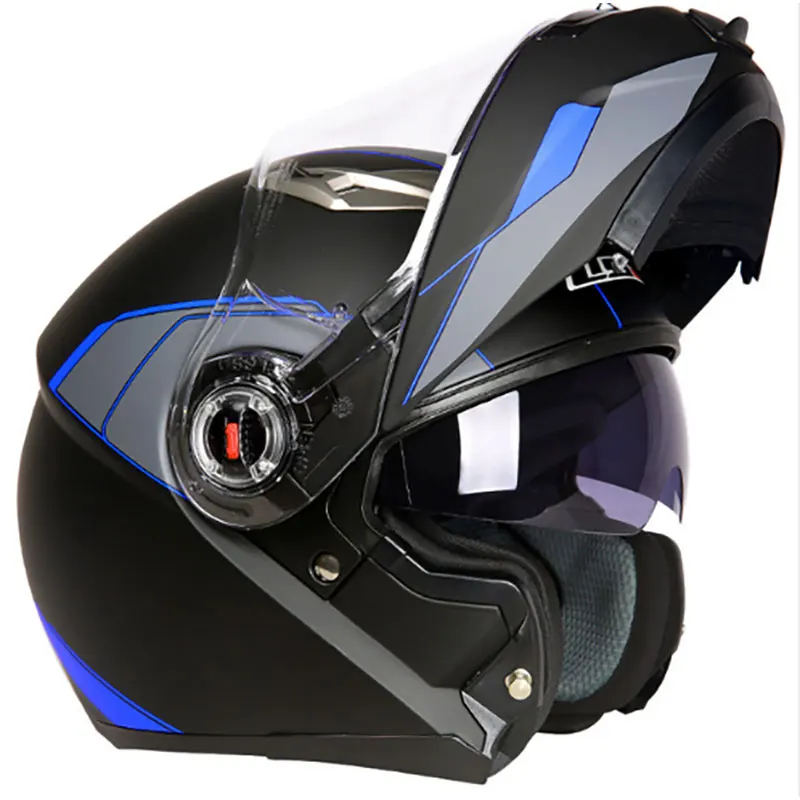 LS2 FF370 бездорожье Флип Полный уход за кожей лица Мотокросс Мотоцикл мото Шлем Capacete каско с двойной щит козырек ECE - Цвет: Black Blue