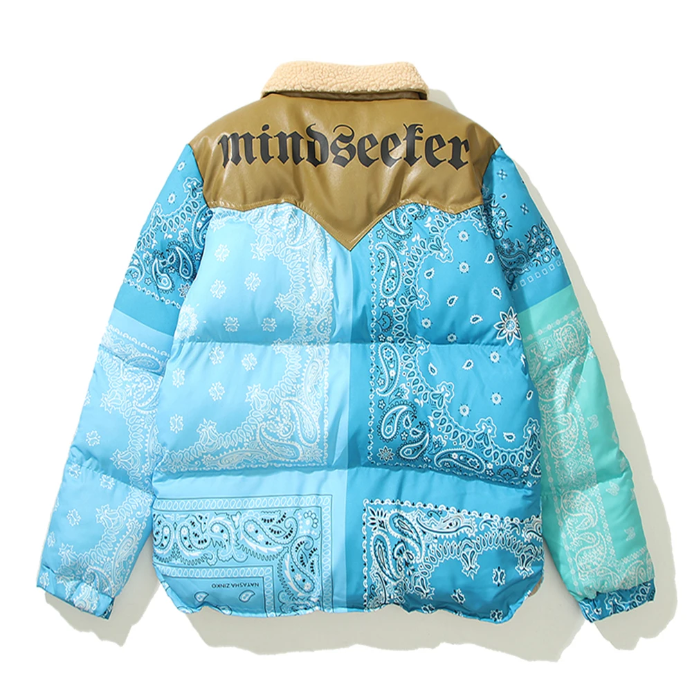 Dark Icon Bandana Coats Men Women Winter Turn-down Collar Cotton Padded Paisley Men's Parkas