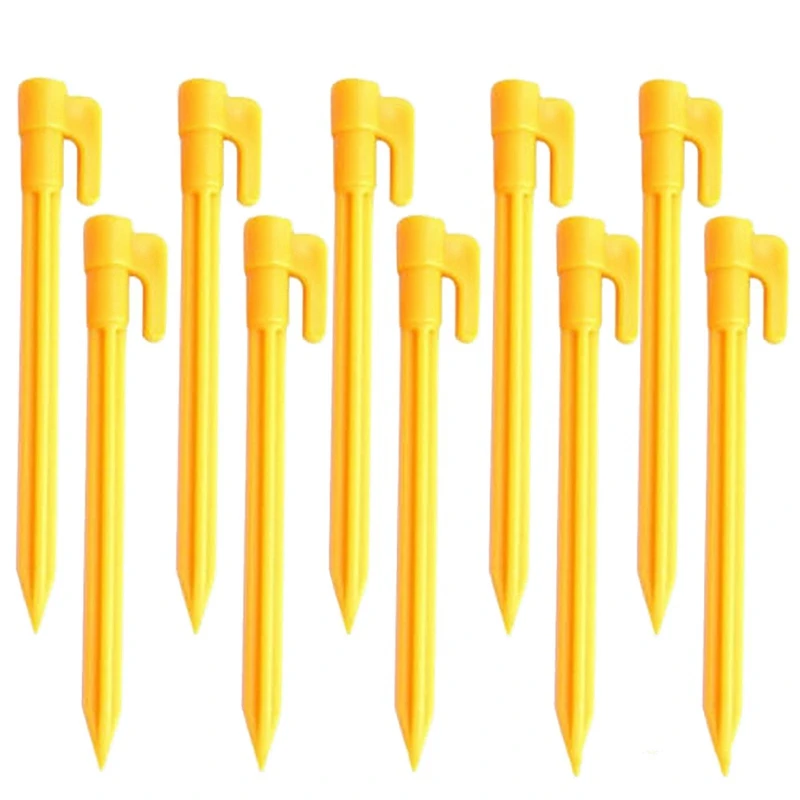 10Pcs Camping Tools Plastic Tent Pegs Nails Sand Ground Stakes Outdoor Awning Yellow Accessories | Спорт и развлечения