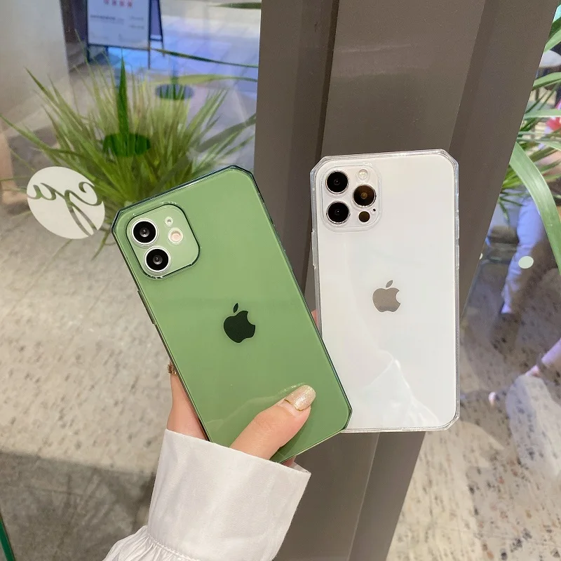 

Transparent Solid Color Phone Case For iPhone 11 12 Pro XS Max 12Mini X XR 7 8 Plus SE 2020 Plain Shockproof Soft TPU Back Cover