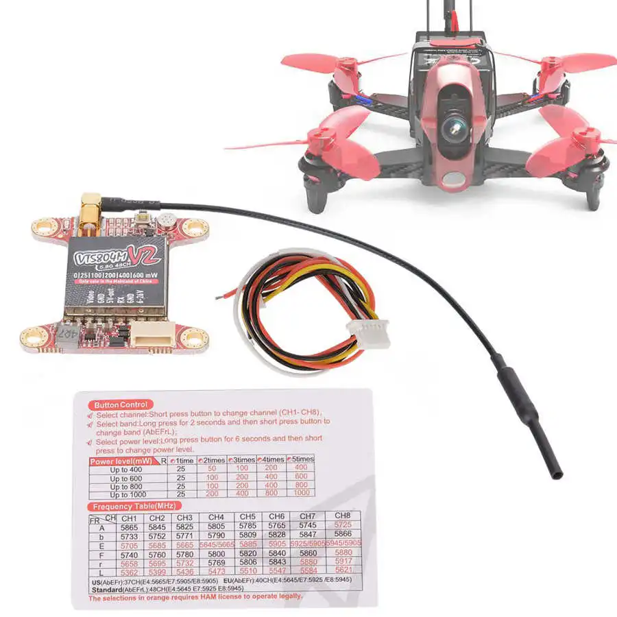 VT5804M V2 передатчиком изображения 5 8G 40CH RC FPV Дрон часть видео передатчик 25/100/200/400/600