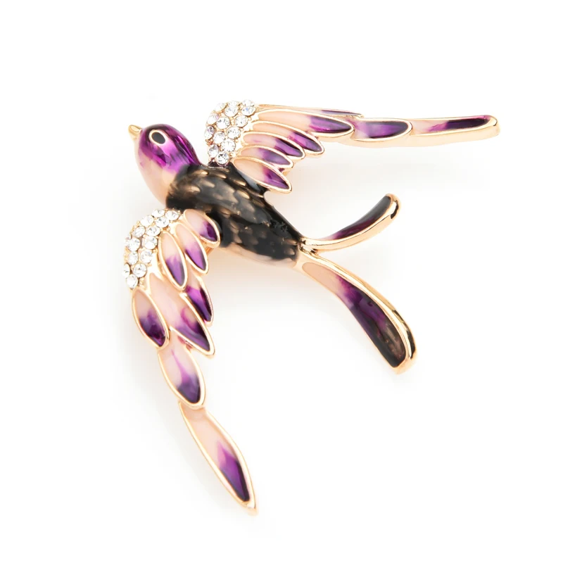 

Wuli&baby 3 Color Flying Swallow Brooches Women Alloy Rhinestone Blue Purple Multicolor Bird Weddings Brooch Pins Gifts