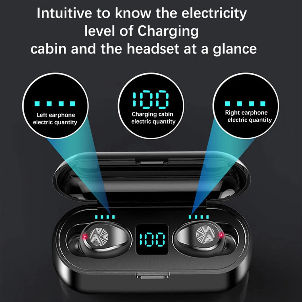 TWS-стереонаушники F9 с поддержкой Bluetooth 5 0 и микрофоном 2000 мА ч | Электроника