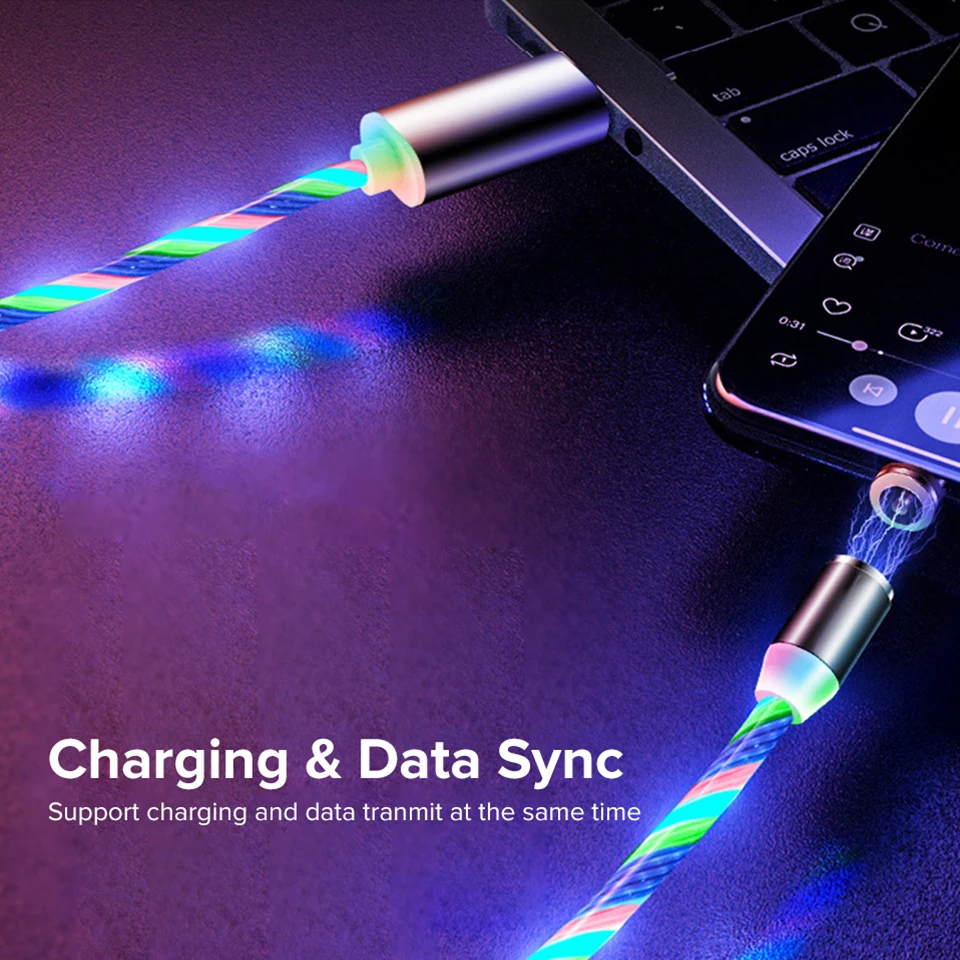 Магнитный кабель Venroii Micro usb type-C для телефона samsung, освещение, магнитное зарядное устройство type C, зарядный провод для передачи данных для huawei Xiaomi 8