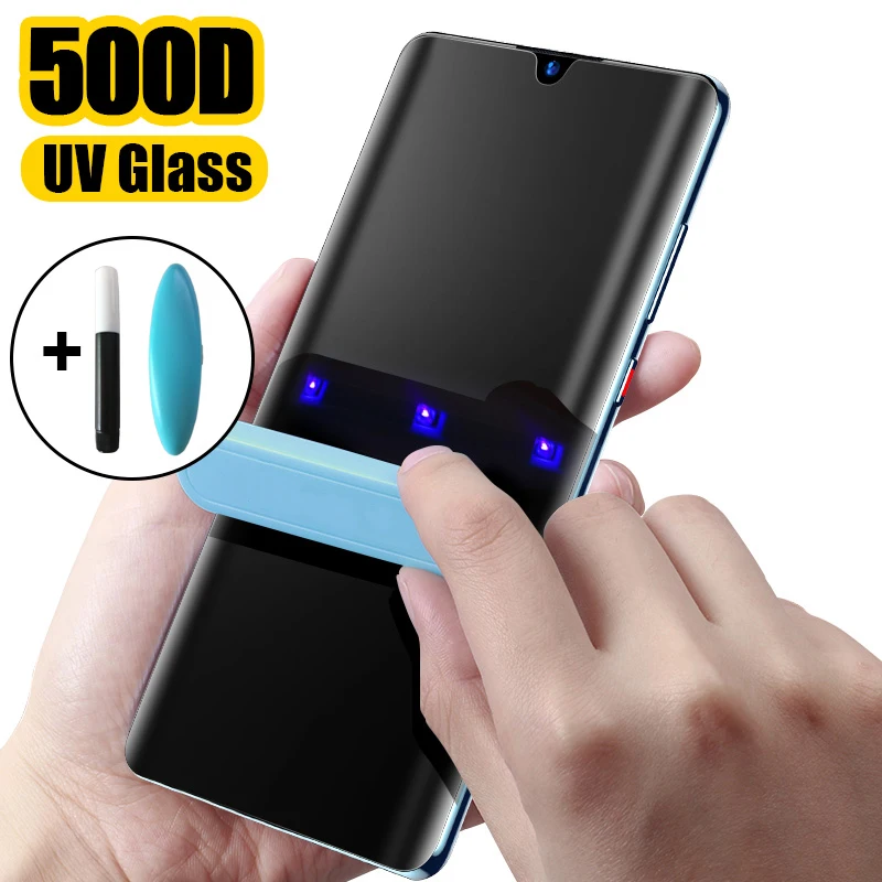 100D УФ Жидкий Клей закаленное стекло для Huawei P40 Pro P30 P20 Защита экрана Mate 30 20 Lite UV