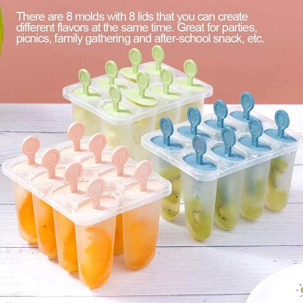 

Household Popsicle Mould 8 Piece Set Reusable Frozen Popsicle Maker with Stick and Anti-Drip Protection