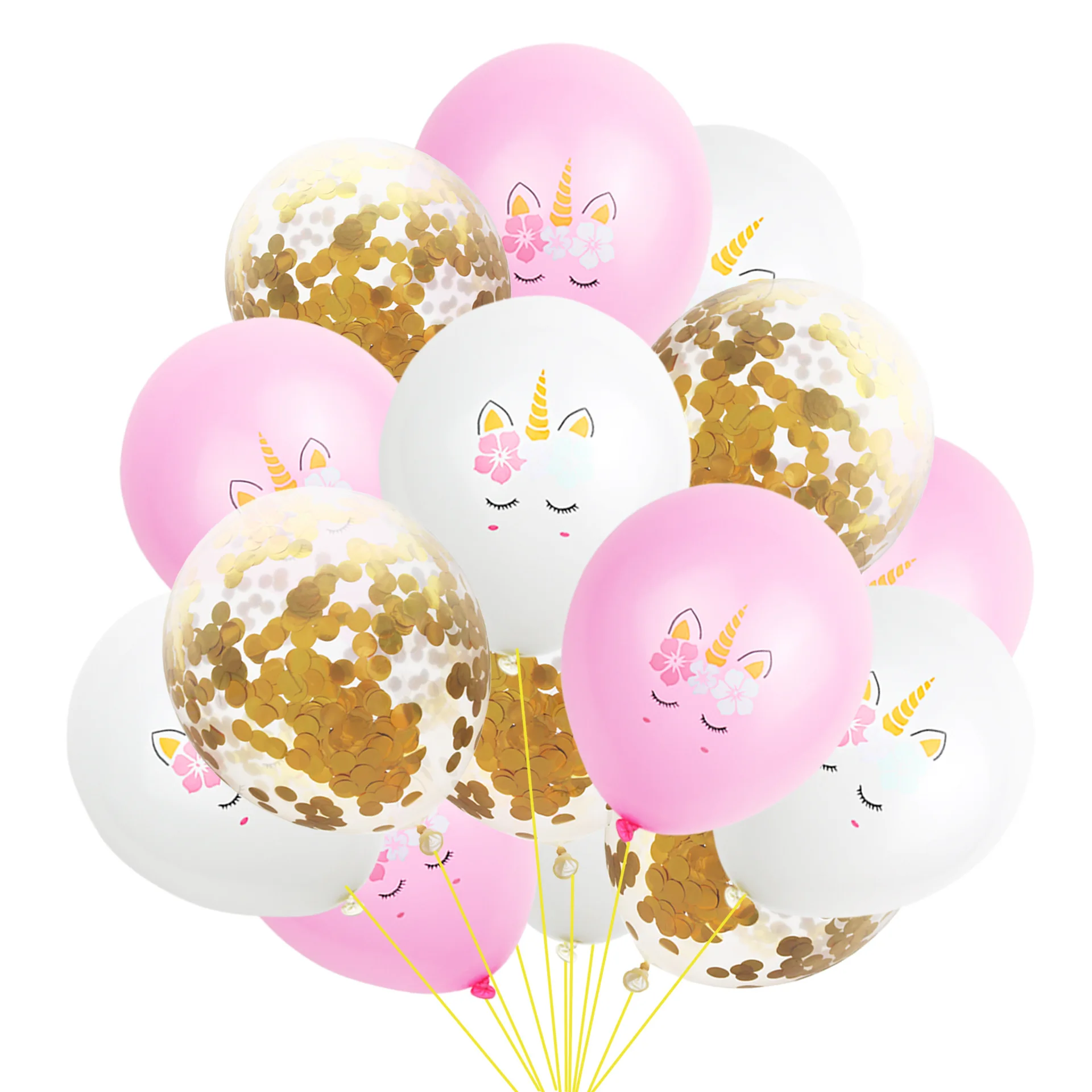 Gold Confetti PInk 15 шт./лот 12 дюймов Единорог розовое золото блесток воздушный шар костюм День рождения украшения воздушный шар набор Единорог вечерние принадлежности - Цвет: Gold Confetti PInk