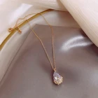 ZHOUYANG ожерелья с кулоном для женщин Простые трендовые французские романтические капли воды Хрустальная цепочка для ключицы подарок модные ювелирные изделия KBN312
